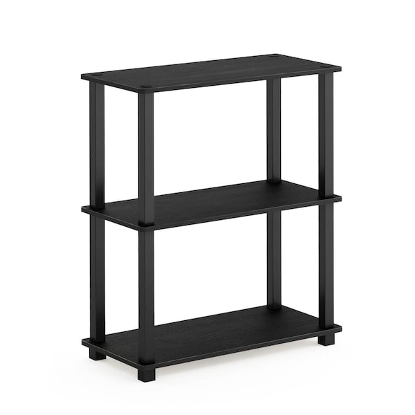 Furinno Turn-S-Tube 3-Tier Compact Multipurpose Shelf Display Rack w/Square Tube, Americano & Black 18025AM/BK - main